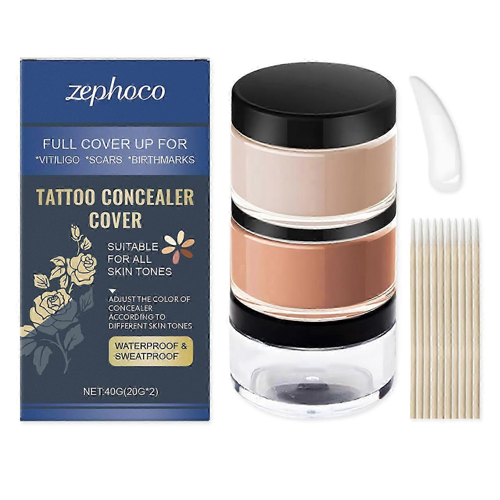 suitable for vitiligo two color waterproof full coverage concealer cream for tattoos scars and dark spots