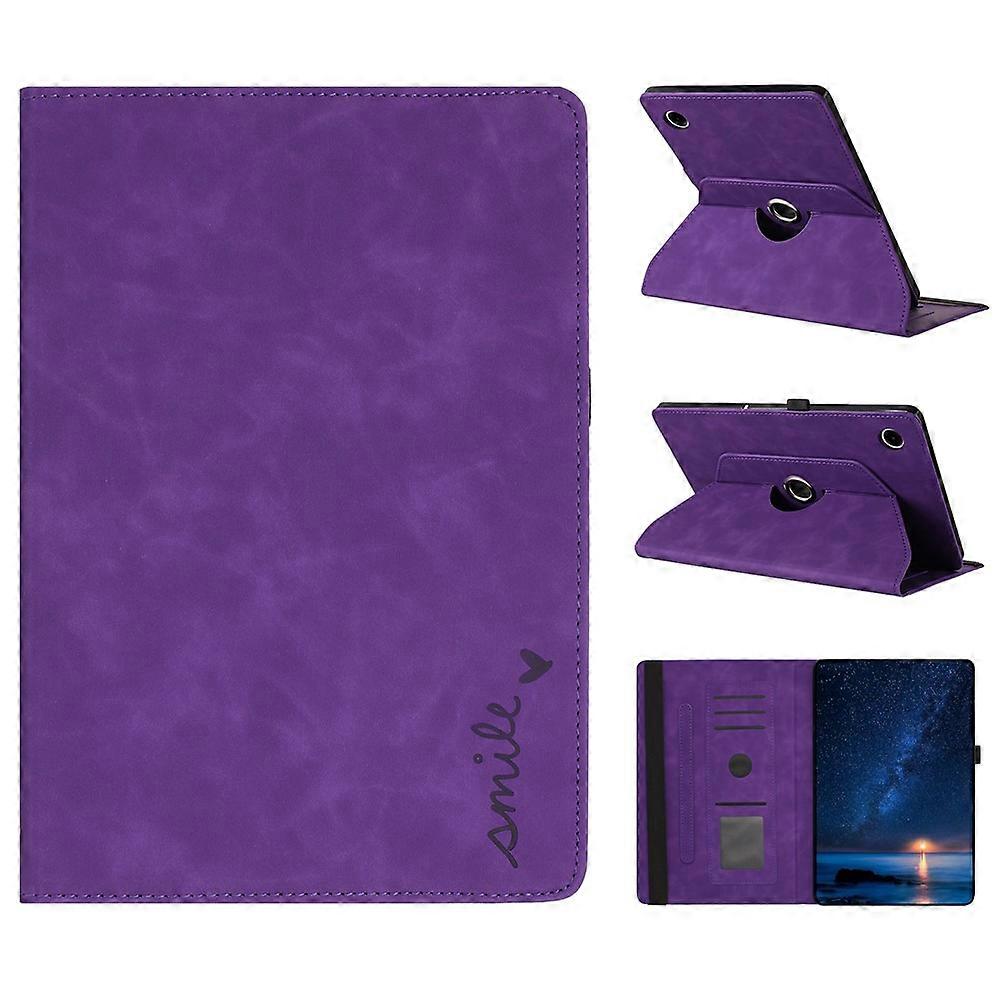 Compatible For Samsung Galaxy Tab A11+ / A9+ Case Rotating Stand Card Holder Smile Imprinted Microfiber Leather Tablet Cover