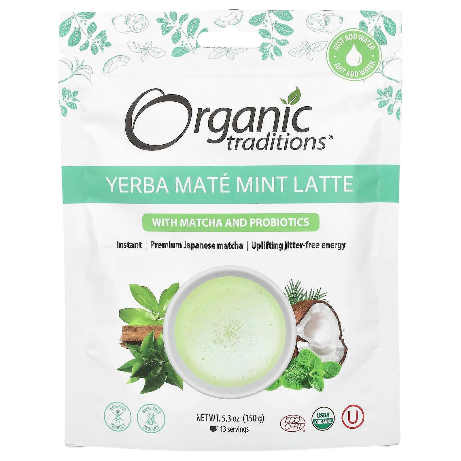 Yerba Mate Mint Latte with Matcha and Probiotics, 5.3 oz (150 g)