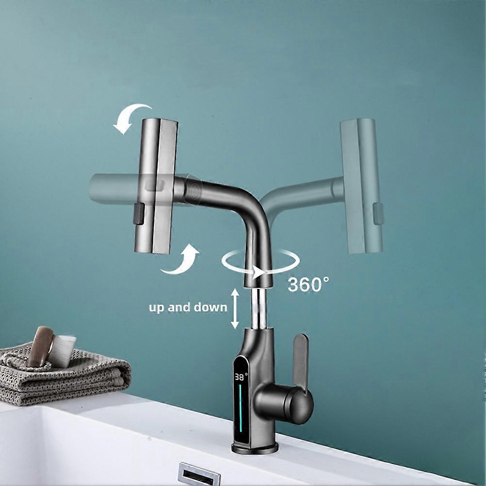 Temperature Digital Display Waterfall Basin Faucet -D