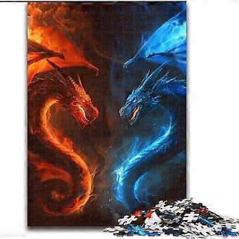 Quebra-cabeças para adultos, quebra-cabeças difíceis de dragão de gelo e fogo para adultos, jogo educacional para a família, adequado para decoração de mesa - PT 2275