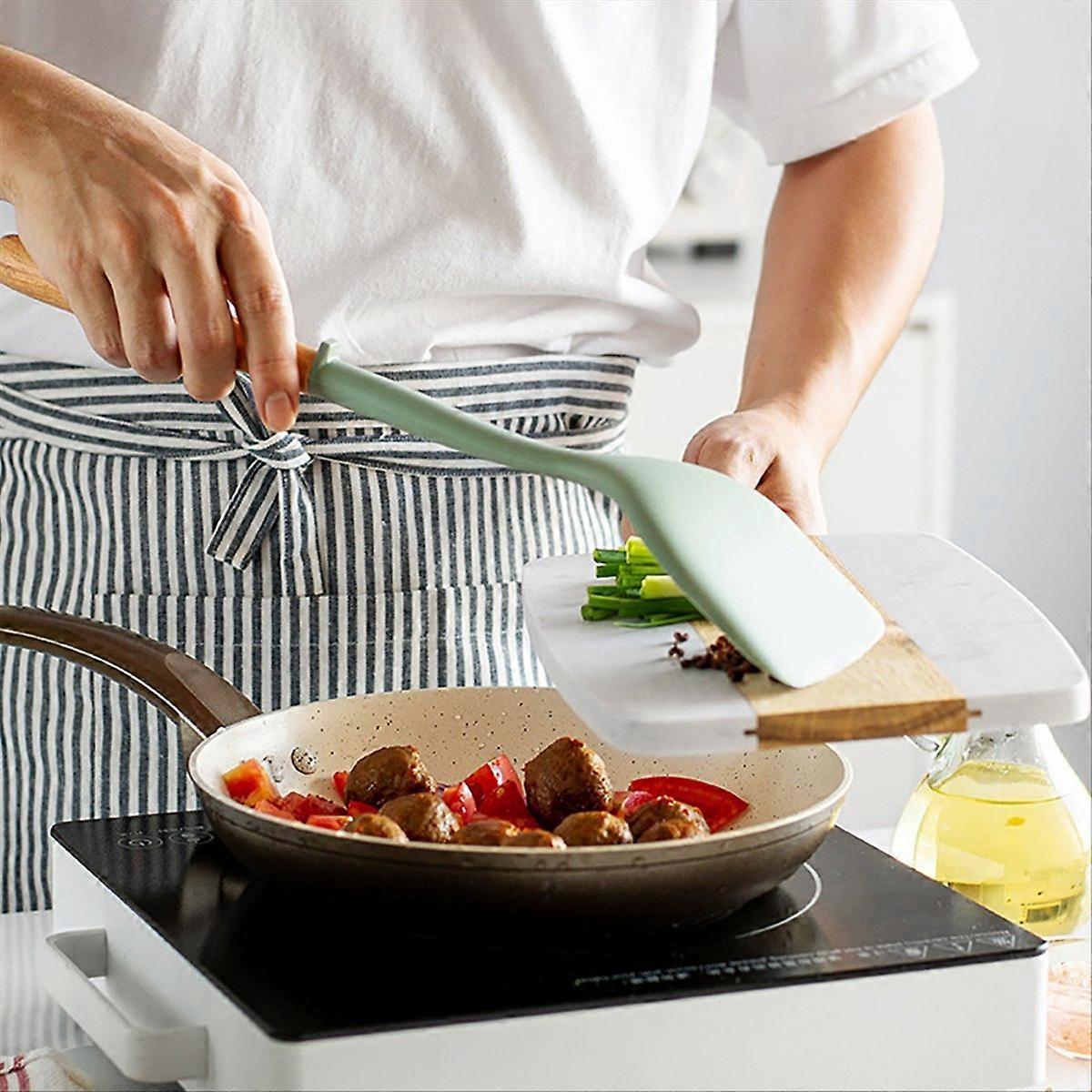 5pcs Silicone Kitchen Utensils Set with Wooden Handle