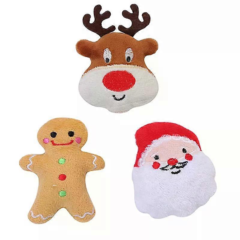 3Pcs Small Christmas Catnip Toys Cat Nip Cats Kittens Gingerbread Man Santa Play