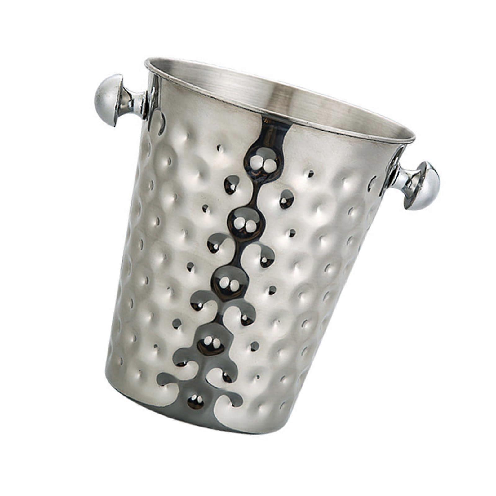 Hammered Pattern Ice Bucket Champagne Bucket And Wine Cooler Beer Cooler Silver Finish Metal
