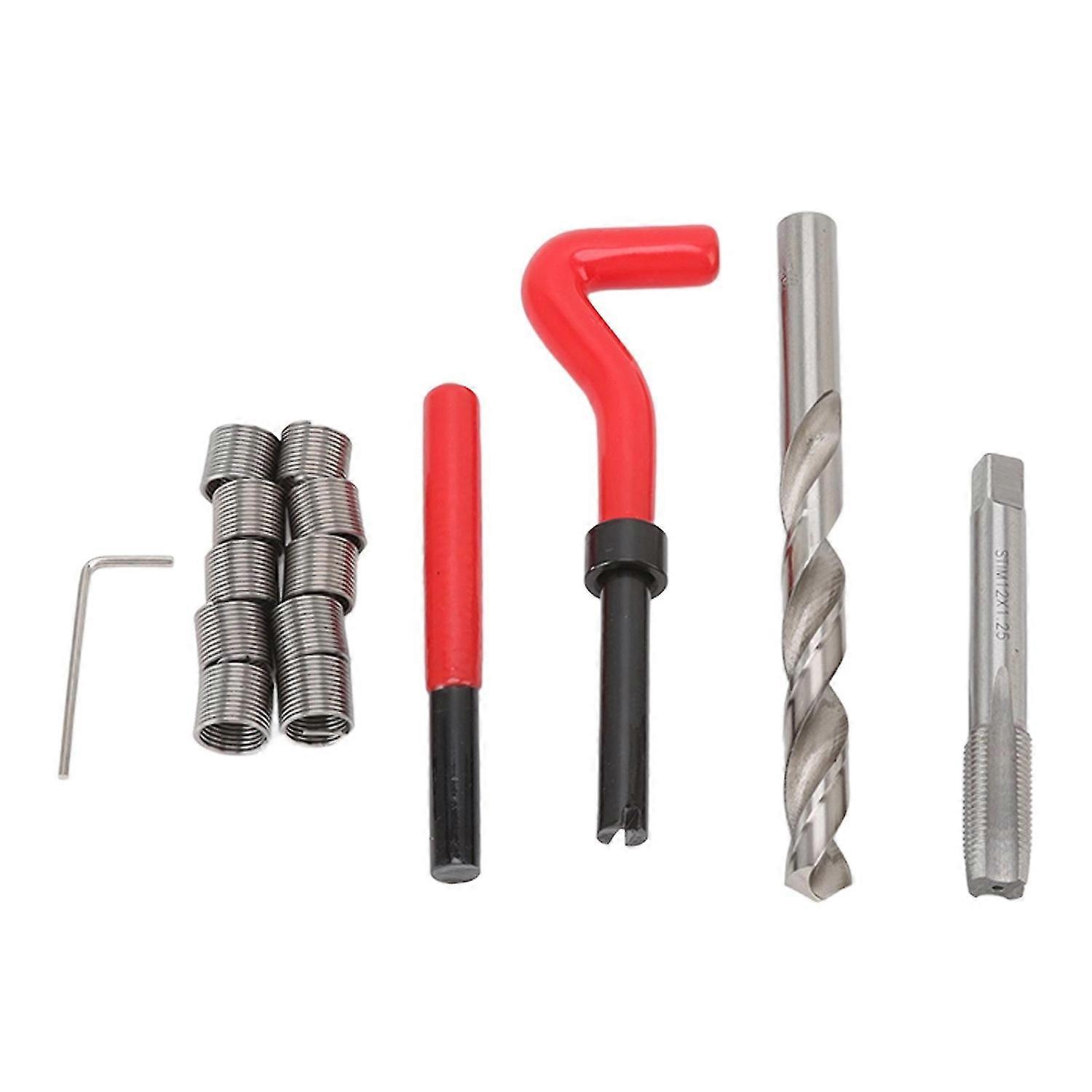 M12 X 1.25 Thread Repair Kit High Strength Threaded Insert Kit for Repairing Damaged Threads Red