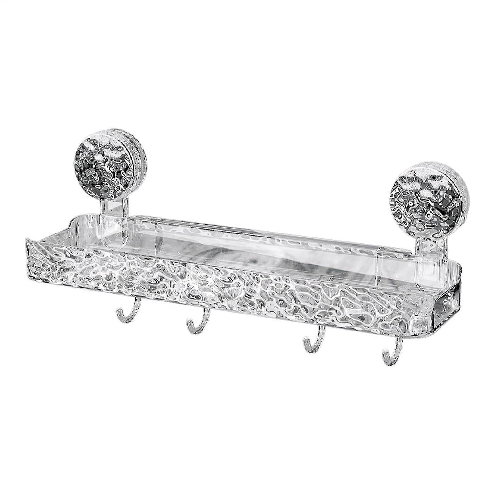 Corner Shower Caddy NoDrill Wall Mount Rectangle Waterproof Shelf With Hooks Transparent Bathroom And Kitchen Organizer