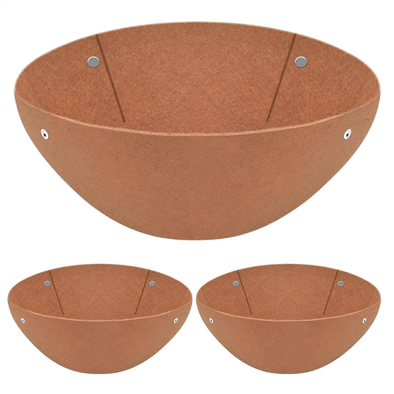 Planter Basket Liners 3 Piece Felt Hangable Inserts Outdoor Brown Backyard Balcony Courtyard