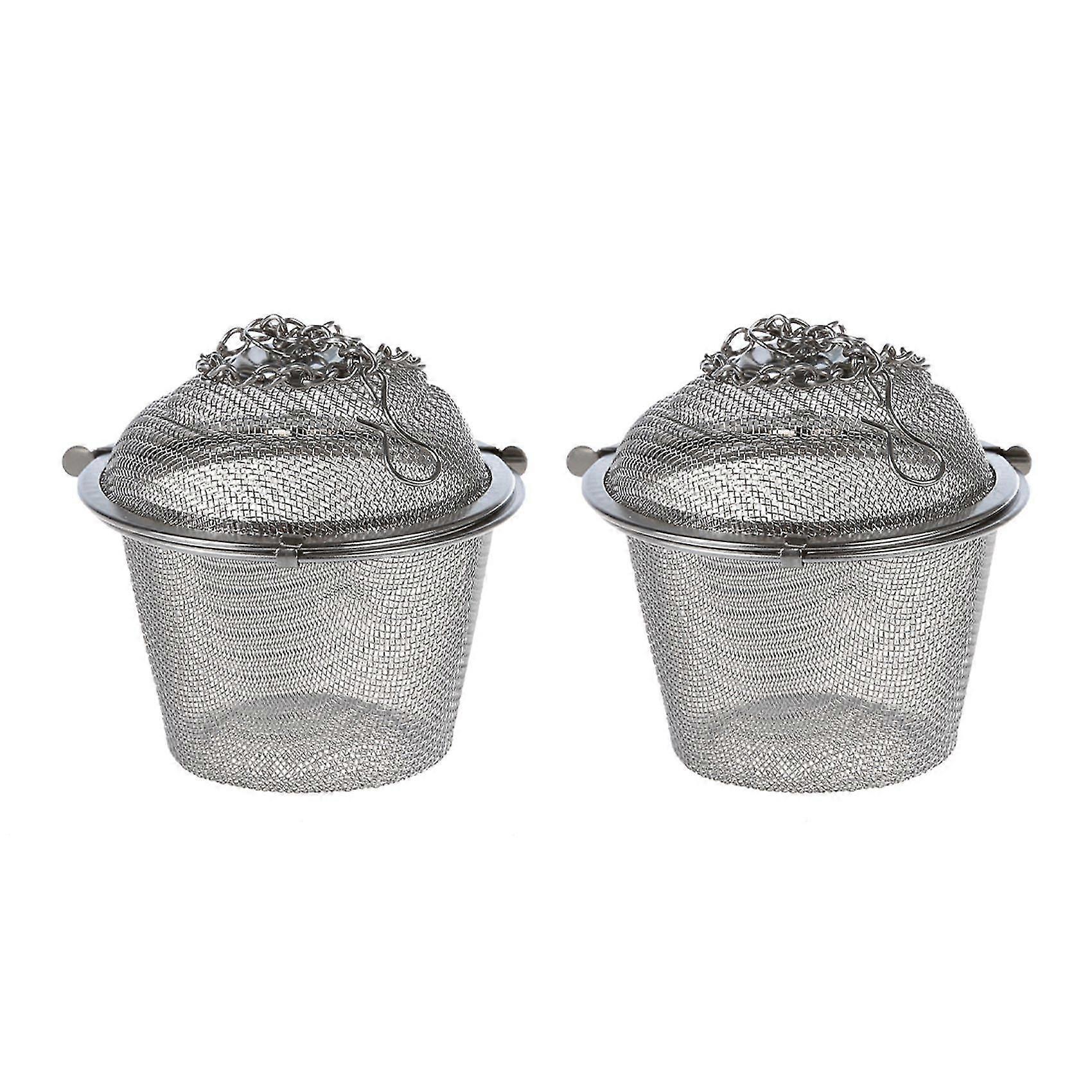 2x Tea Stainless Strainer Locking Tea Spice Mesh Herbal Ball Diam 6cm