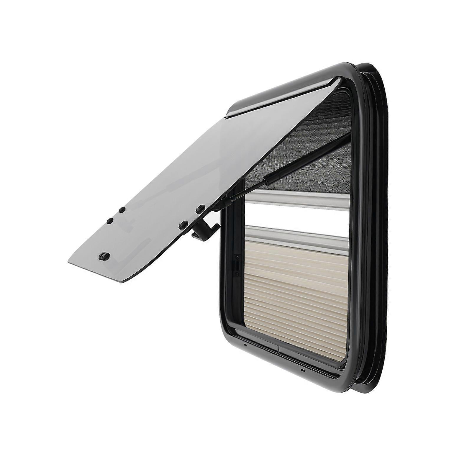 RV Caravan Camper Push Out Window Rectangular Rounded Corners w/Screen Window Sunshade