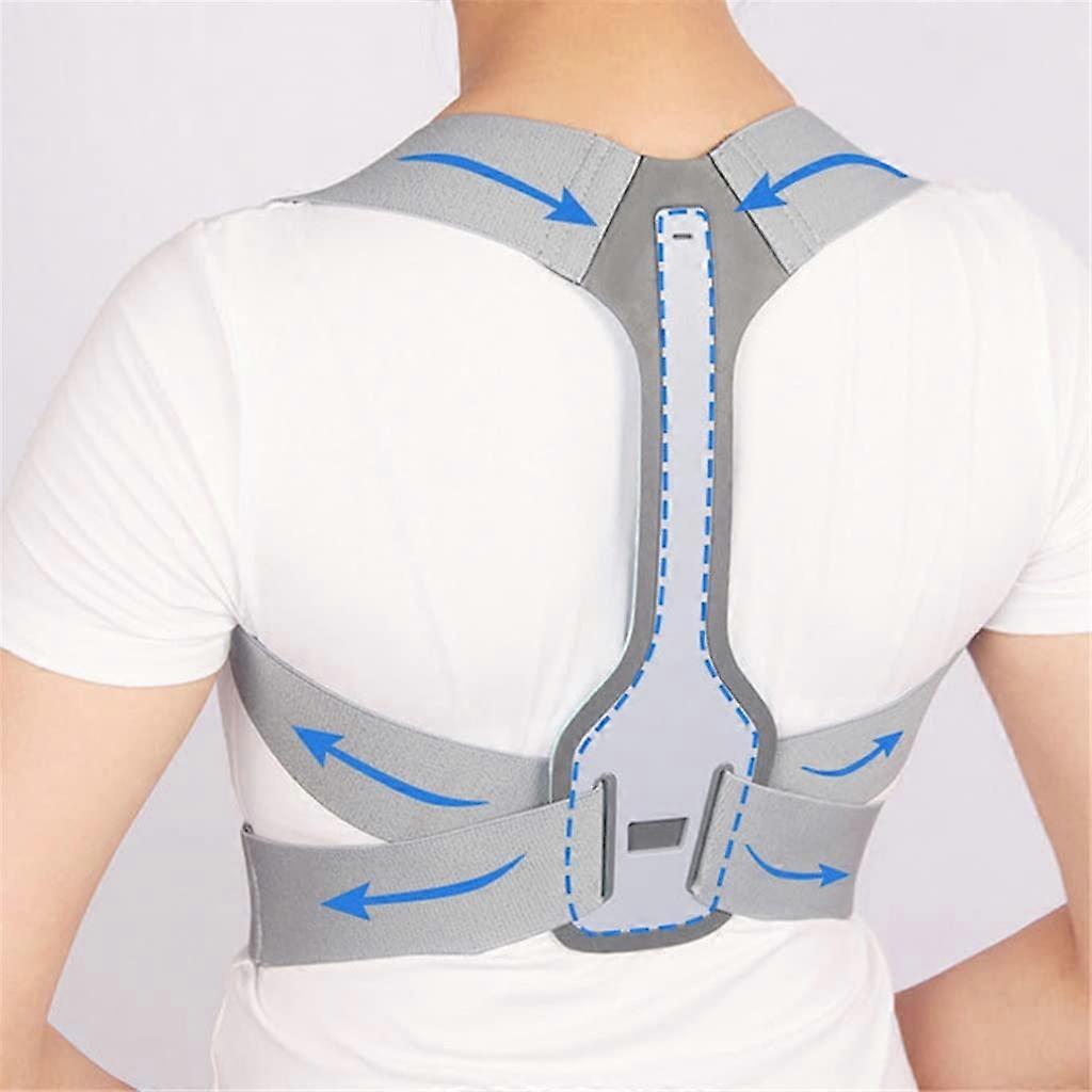 Posture Corrector Back Brace, Clavicle Support Belt, Adjustable Back Trainer, Unisex Corset, Silver Size M Code