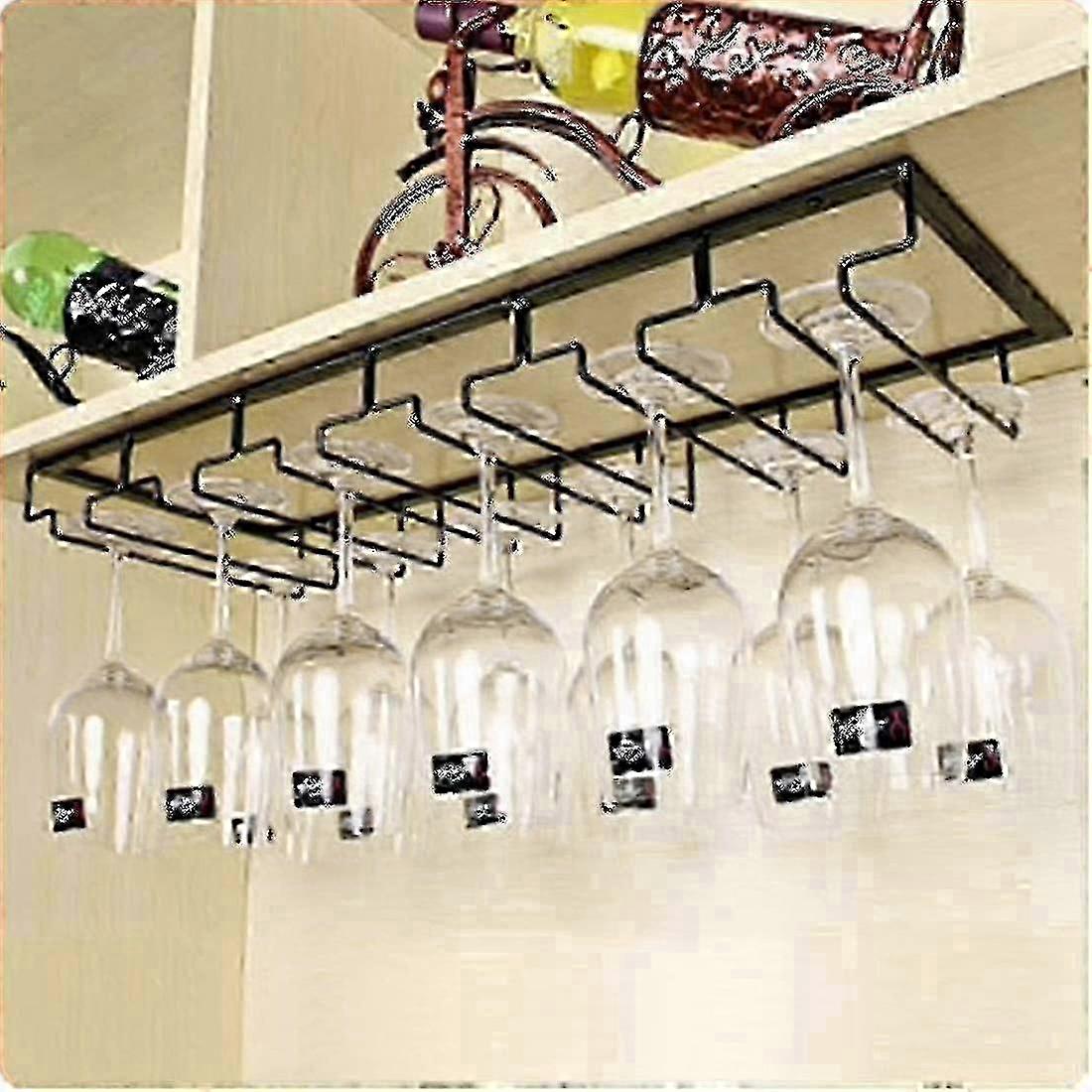 Porte-verres suspendu à 5 rails pour 12 à 18 verres, 50 x 22,5 x 5,5 cm
