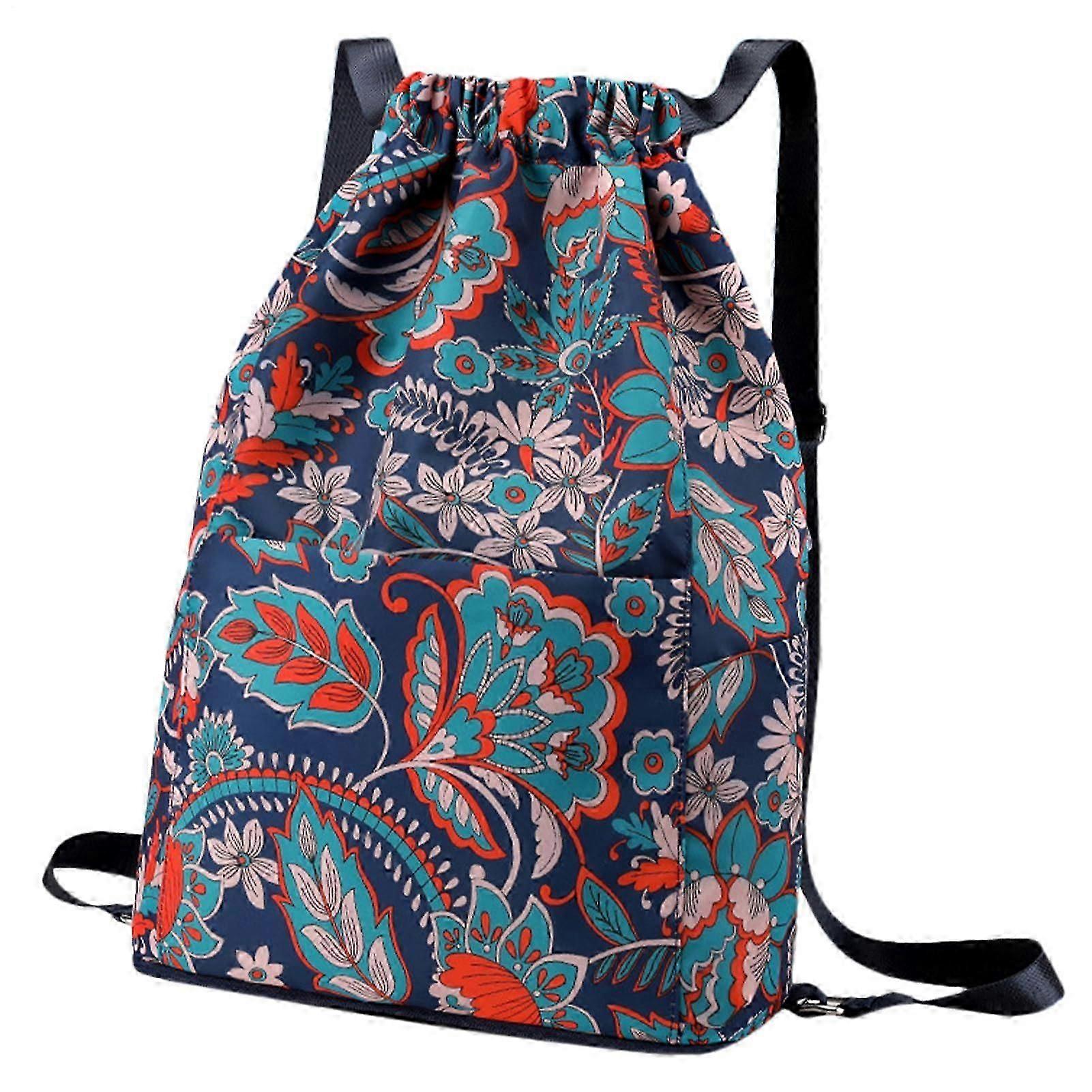 Pool bag, drawstring pool bag, lightweight backpack with drawstring, versatile scene adaptability, multifunctional rainbow aesthetic, 36 cm