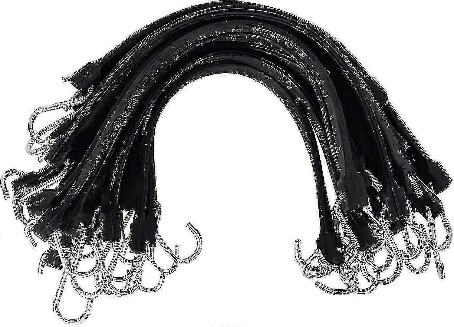 20 Pack 15' Adjustable Rubber Tarp Straps with Hooks for Securing Canvases