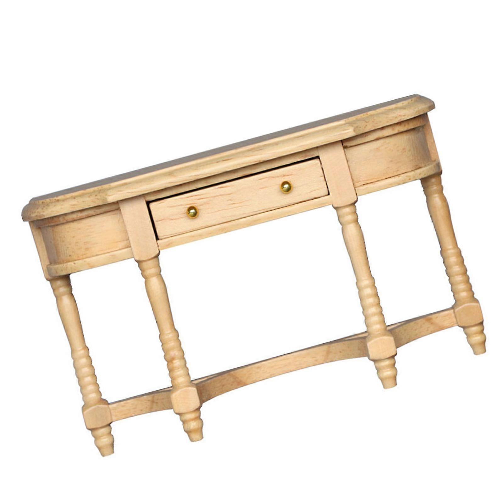 Wood Miniature Dollhouses Reading Table with Drawer for 1/12 Scale Scene Display Decoration Kids Roleplaying Game Toy Multicolor