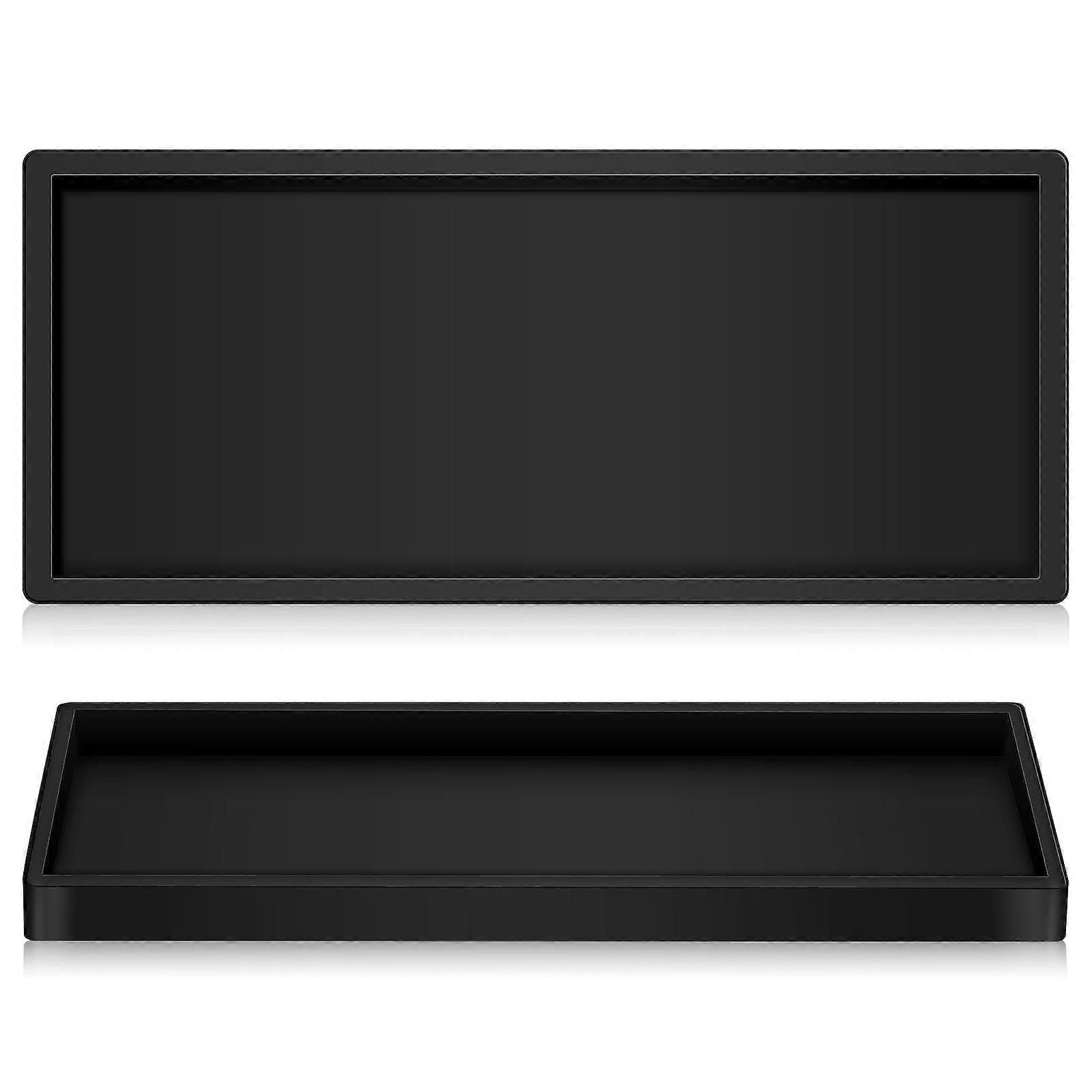 Black Silicone Bathroom Vanity Tray for 2Pcs Countertop Organization