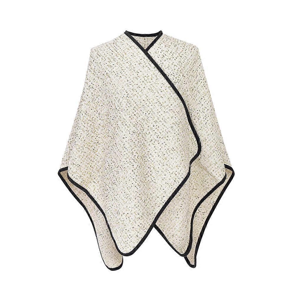 Winter Shawl with Gold Thread, Elegant Plaid Wool Wrap for Women