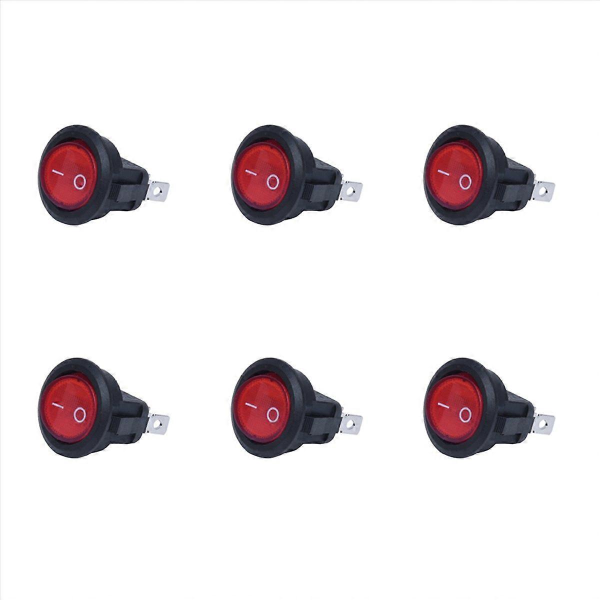 6X Rocker Switch Bipolar ON OFF Red 3 Pins 220V