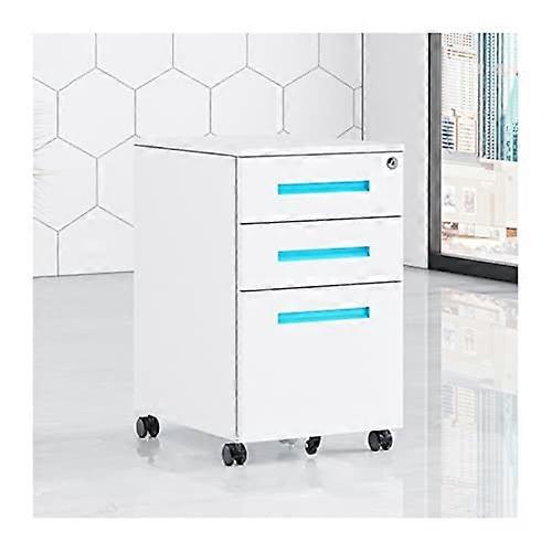 Lockable Mobile File Cabinet with 3 Steel Drawers, Rolling Office Storage for Secure Documents