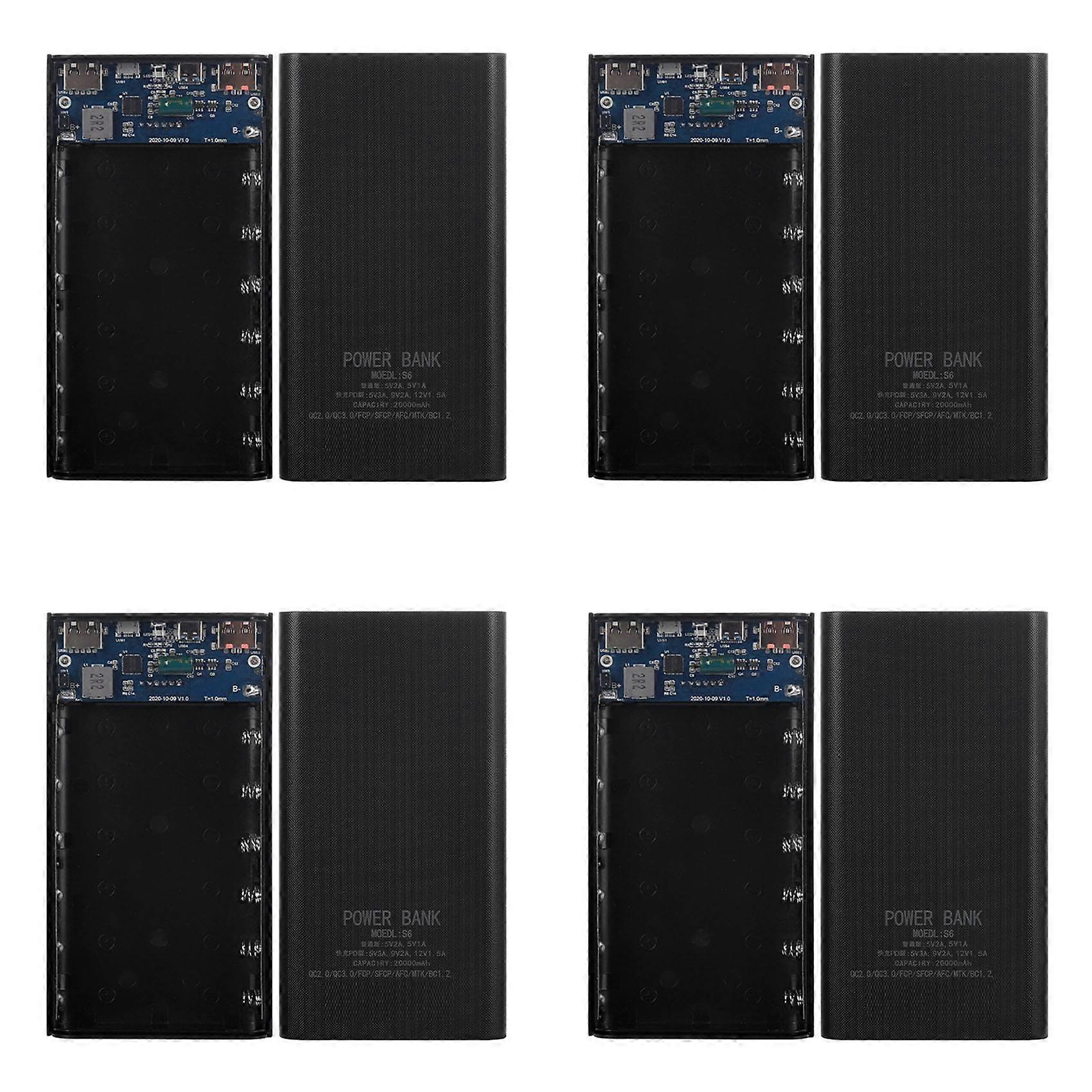 4X 18650 Battery Power Bank Box 22.5W Fast Charging LCD Display 20000MAh Power Board for 6X18650 Battery (A)