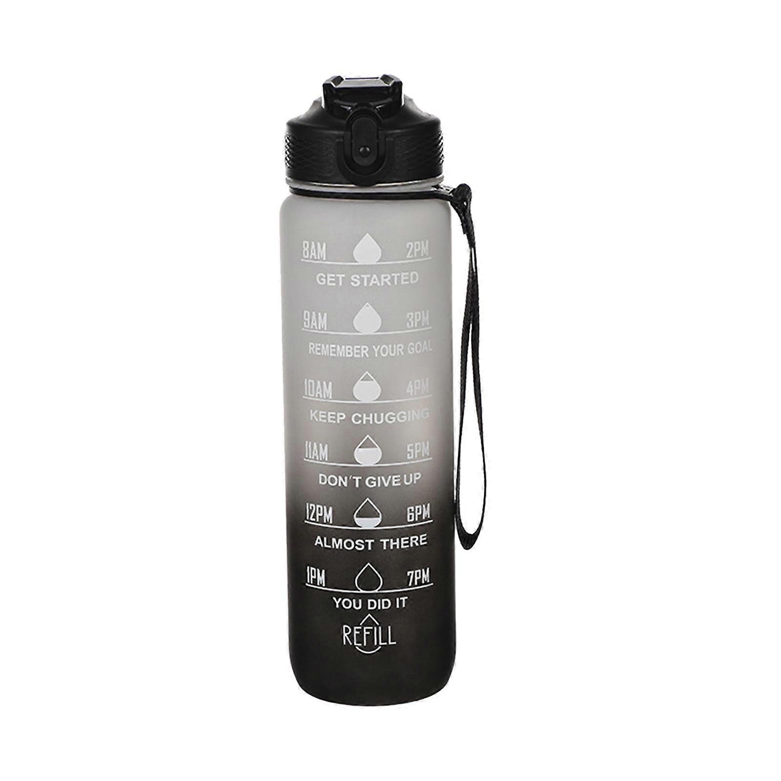 DYTTDG 32oz Motivational Water Bottle with Time Marker, BPA Free, Leakproof Wide Mouth, Fast Flow, Squeezing Open - Compatible with Backpacks