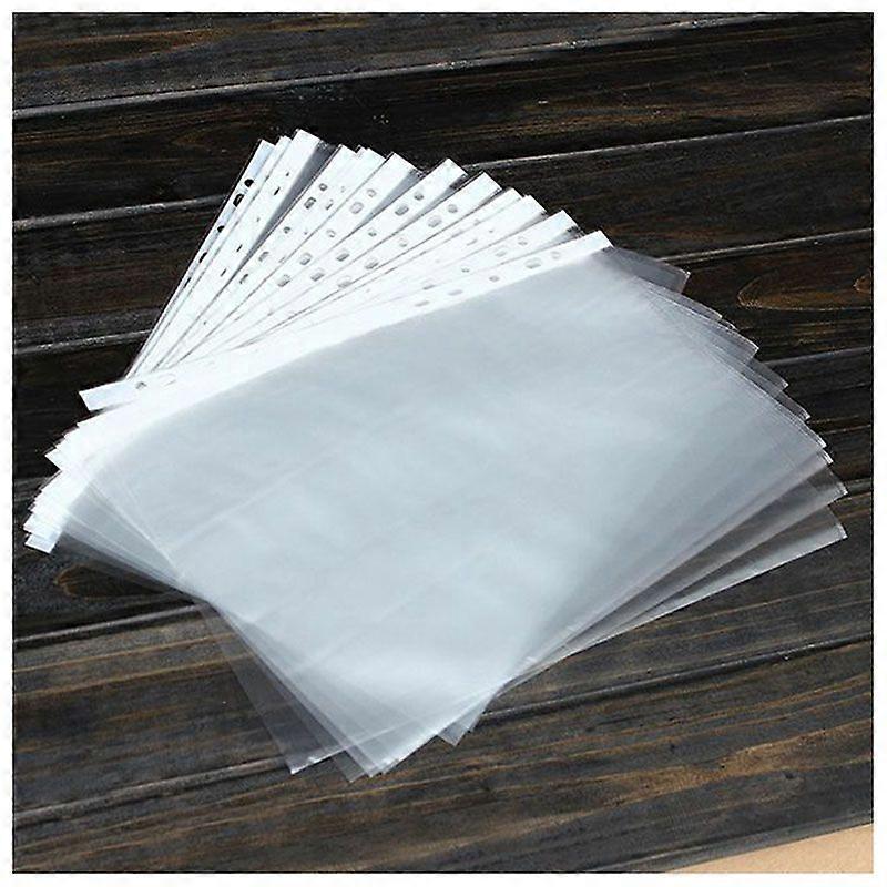 100pcs A4 PP Punched Punch Pockets Folders Filing Wallets Sleeves Bag Transparent 0.03mm