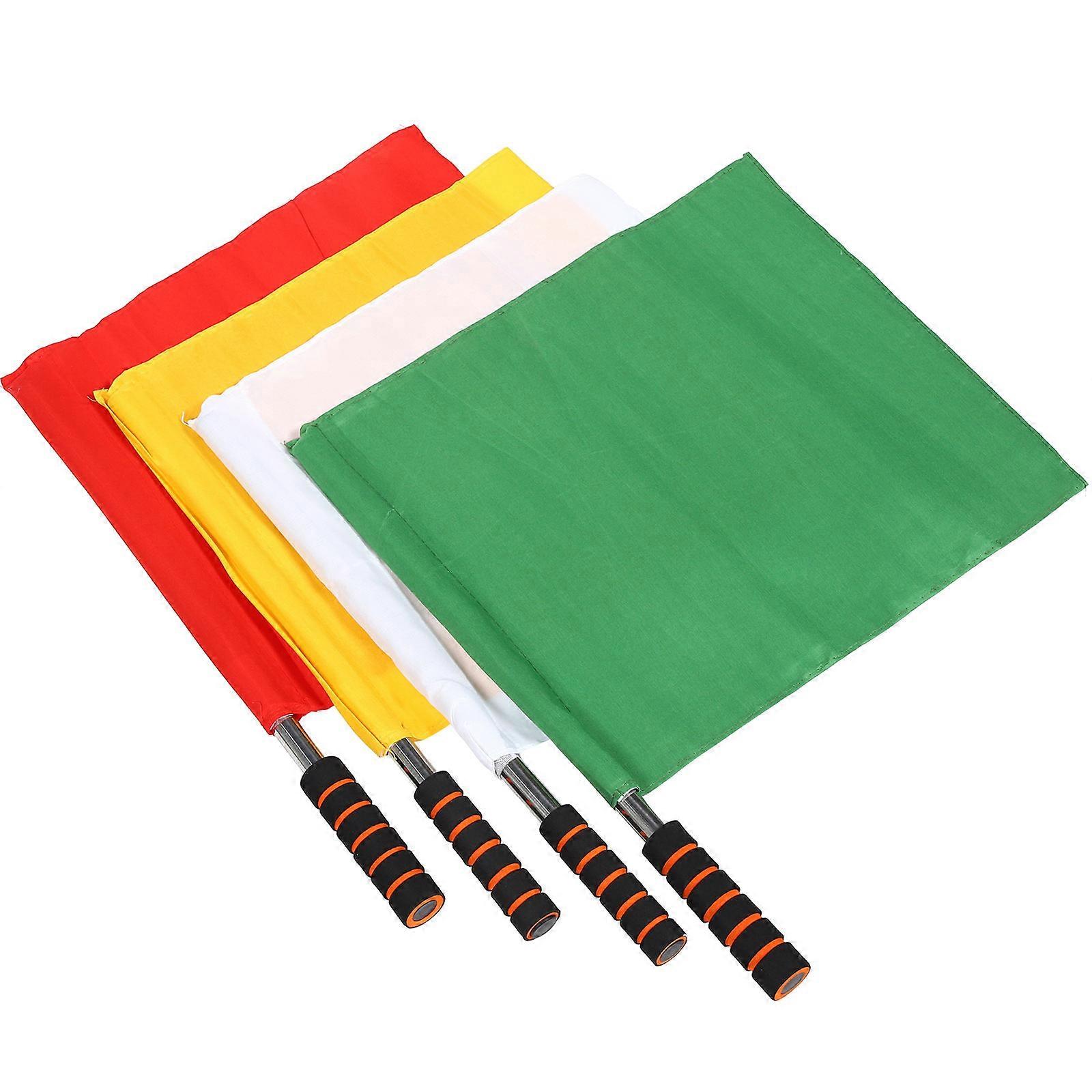 4Pcs Referee Football Soccer Flags Referee Hand Flags Colored Command Flags Match Signal Flags