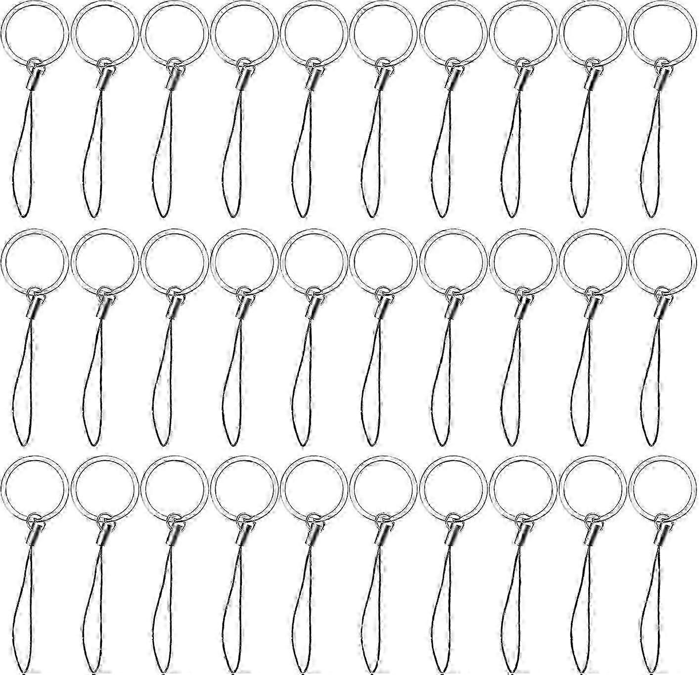 Open Ring Keychains with Nylon Lanyards for USB Flash Drive, MP3, MP4 Players, Key Finder and ID Card Badge - 30 Pack_Lucky_B