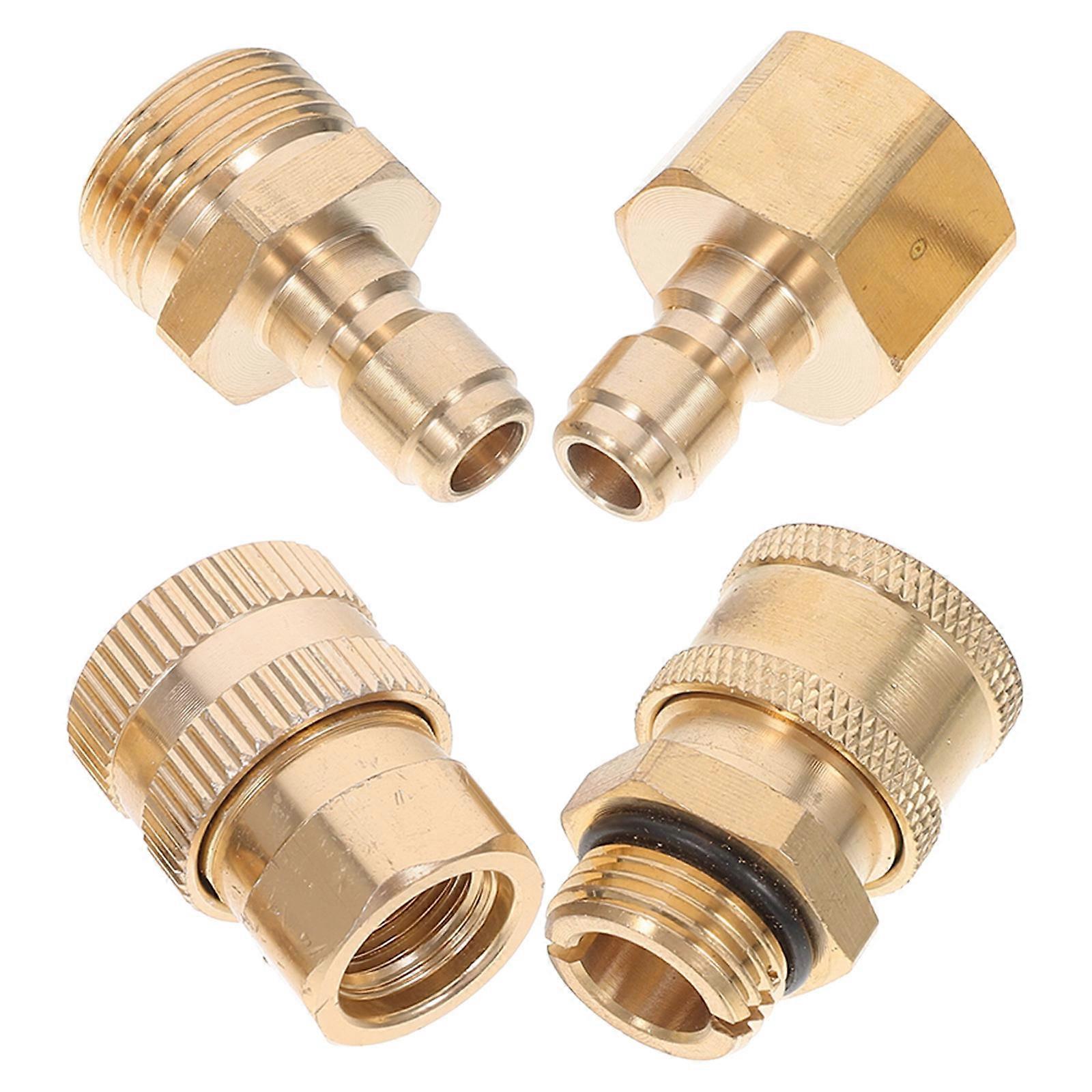 Quick Connect Pressure Washer Hose Adapter for Garden 4Pcs Durable Brass