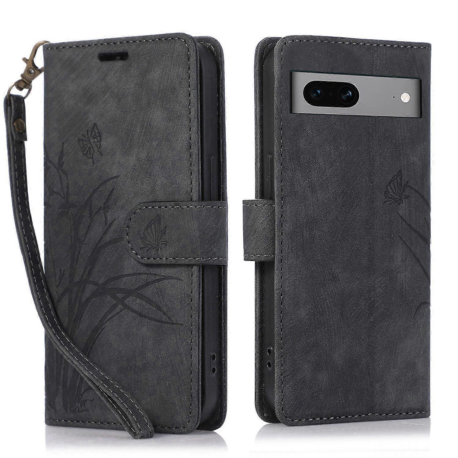 Orchid Butterfly Embossed Leather Phone Case