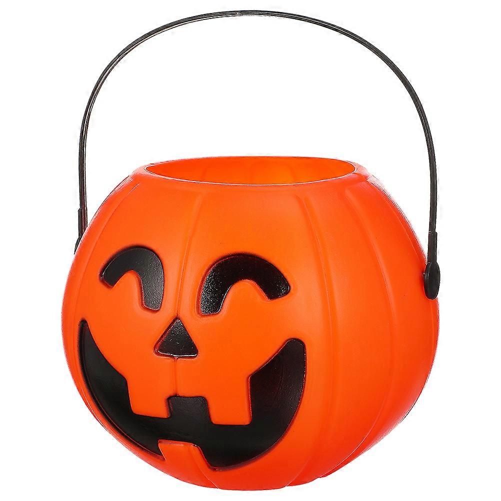 Plastic Orange Pumpkin Buckets for Halloween Party 3Pcs Candy Holders