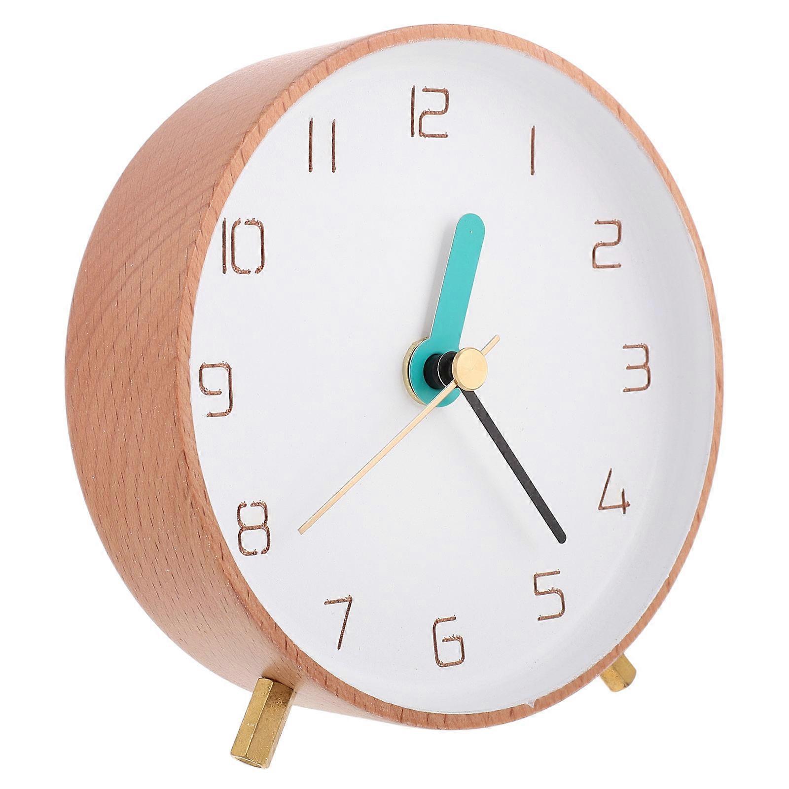 Silent Desk Clock Simple Wooden Analog for Home and Office Decor