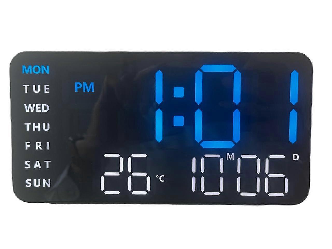 LED Digital Wall Clock with Jumbo Display, Date and Temp, Auto Brightness, Dual Alarms, Wall or Desk