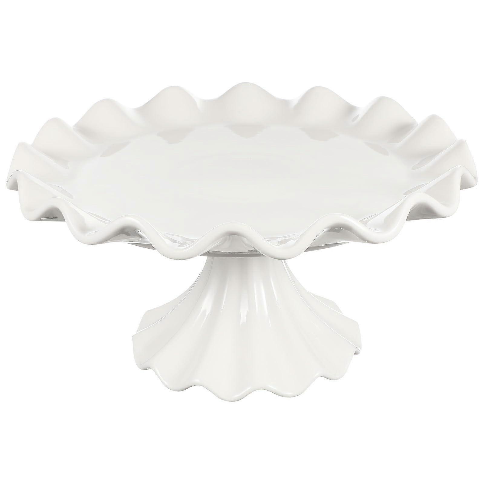 Ceramic Footed Cake Stand with Elegant Pedestal Design for Wedding Dessert Display and Cupcakes