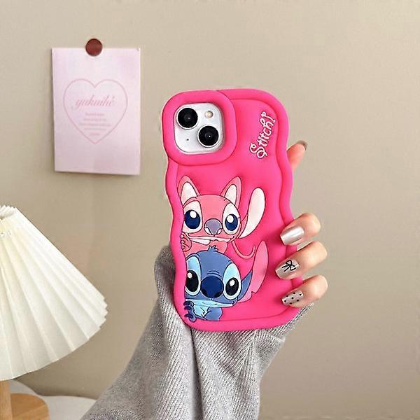 Stitch Silicone Case - For compatible with iPhone Rose Red compatible with iPhone 11