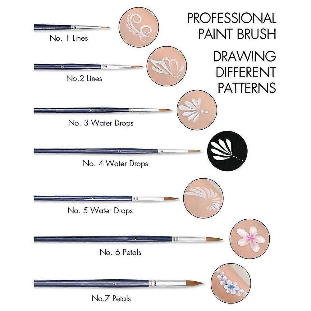 Professional Face Paint Brushes Set,Including 14pcs Different Size Paint Brushes & Standable Case,C