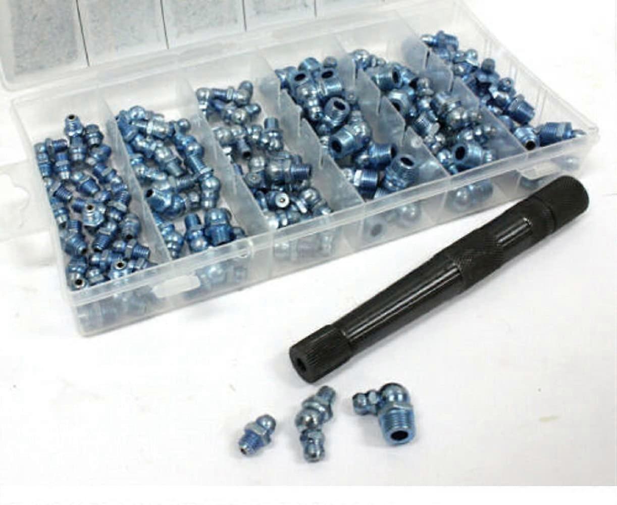 Grease Fitting Cleaning Tool with Hydraulic Grease Fitting Assortment for Quick Clog Removal