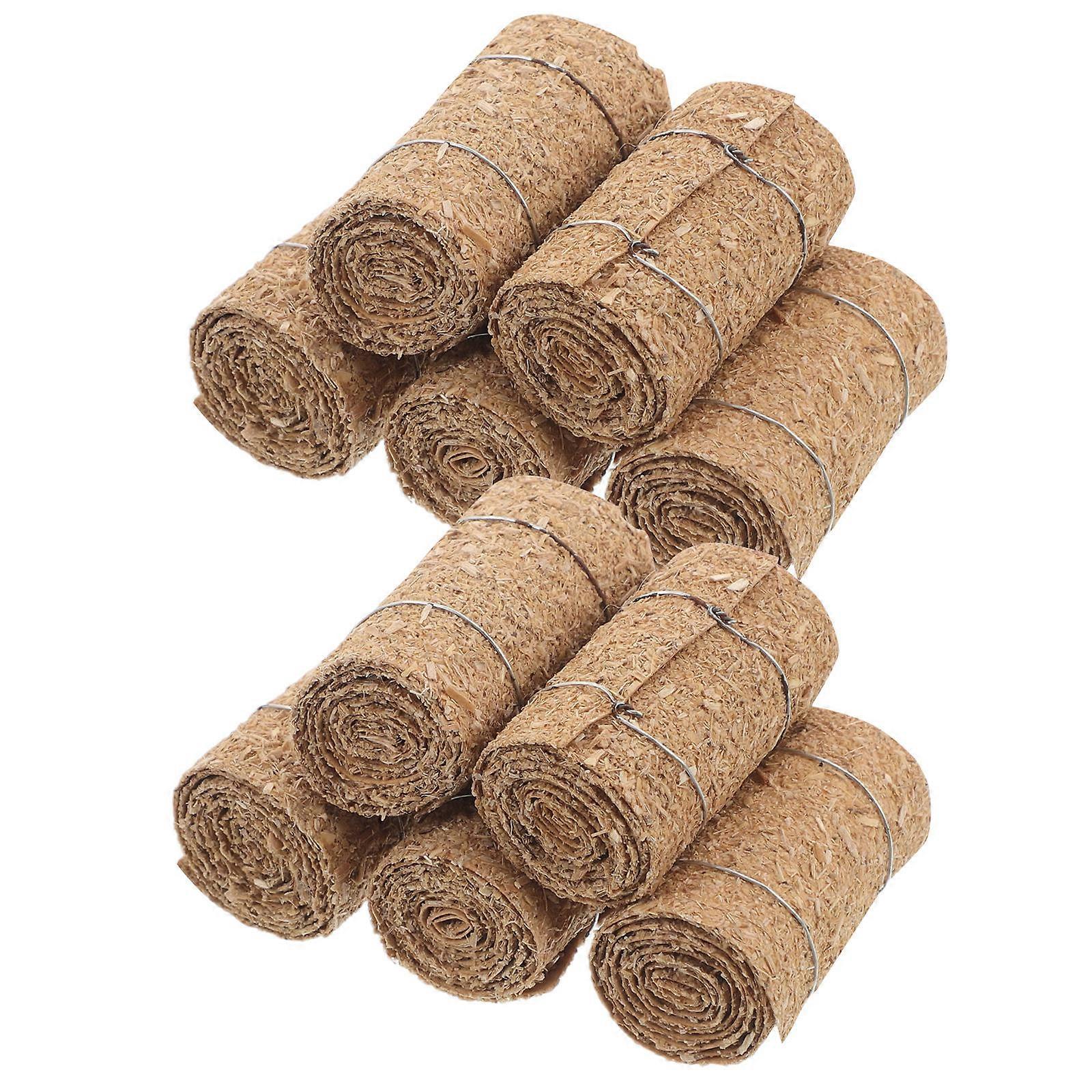 Micro Haystack Miniature Hay Bales for Decoration 12Pcs Light Brown