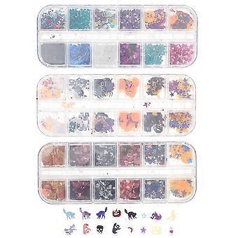 Halloween-Nagelkunst-Glitzerpailletten zur Nageldekoration, 3 Schachteln enthalten