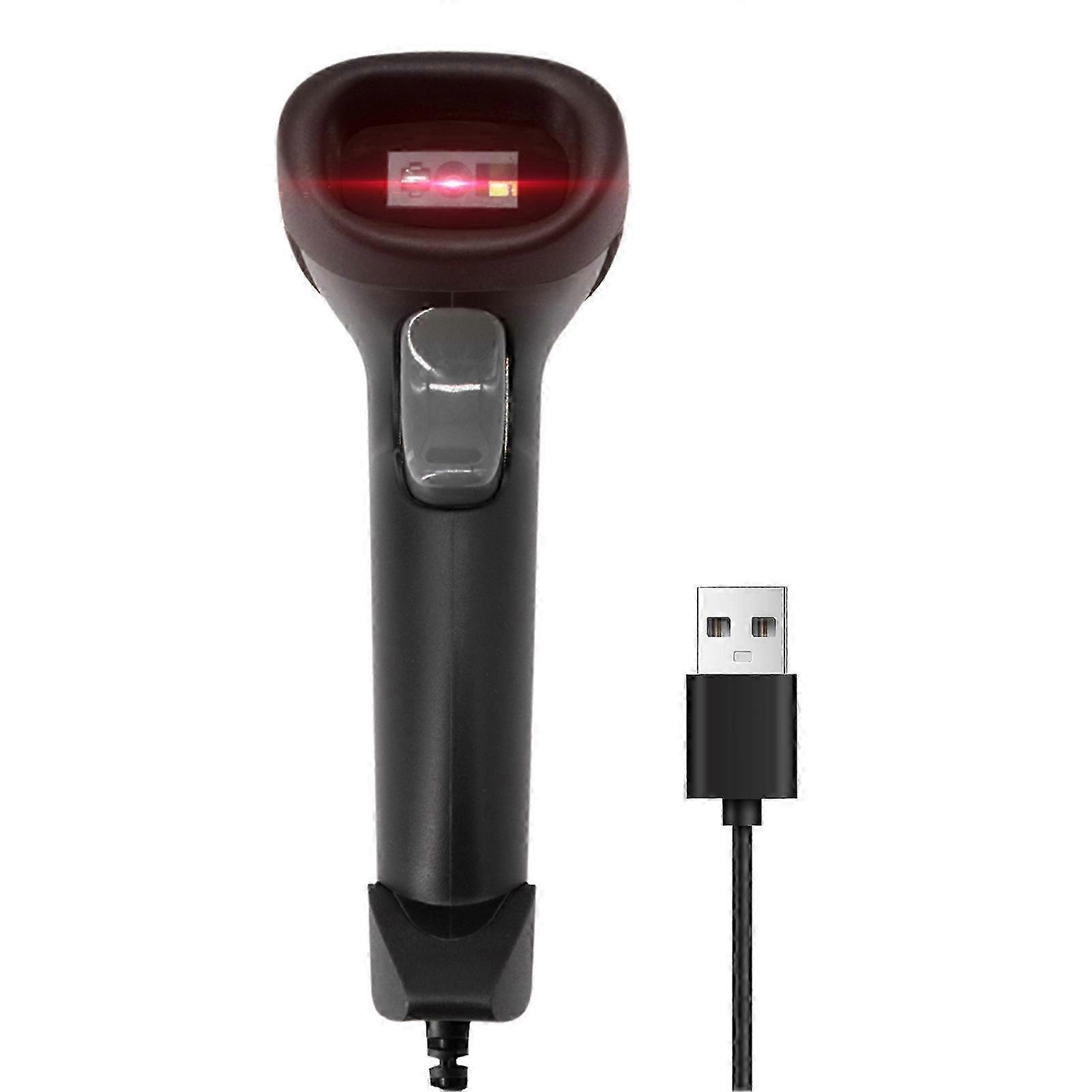 Handheld USB 2D 1D Barcode Scanner COMS Sensor High-speed Scanning QR Code Reader Plug and Play Support Auto-sensing/Continuous Scanning Long USB Cab
