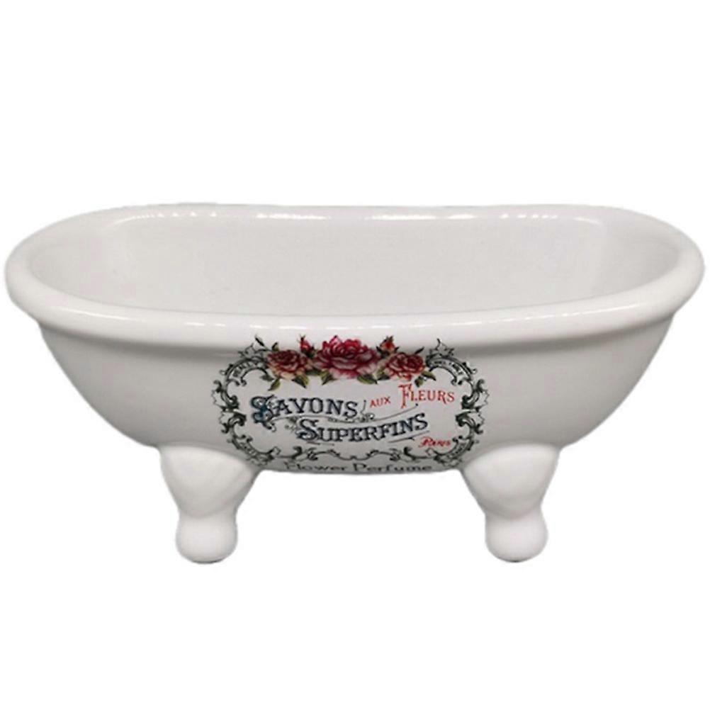 Mini Bathtub Soap Dish Ceramic Soap Dish Holder for Bathroom Use