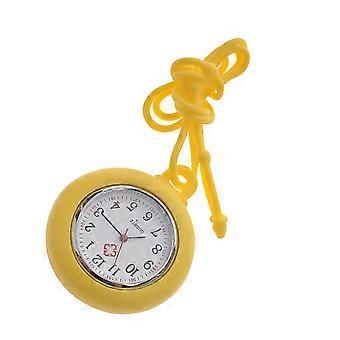 Medizinische Taschenuhr für Krankenschwestern mit Silikonverschluss, 1 Stück, Gelb