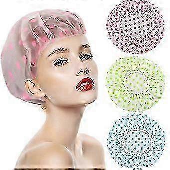 Shower Cap, 3pcs Waterproof Shower Cap, Elastic Bathing Cap 25-26