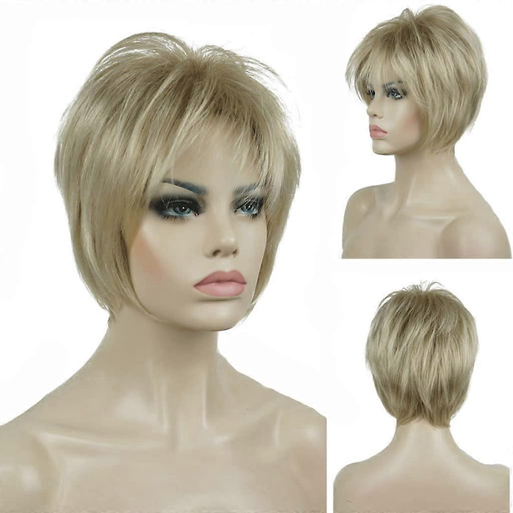 Short Pixie Cut Wig with Bangs Heat Resistant Synthetic Adjustable Cap for Women Multiple Colors