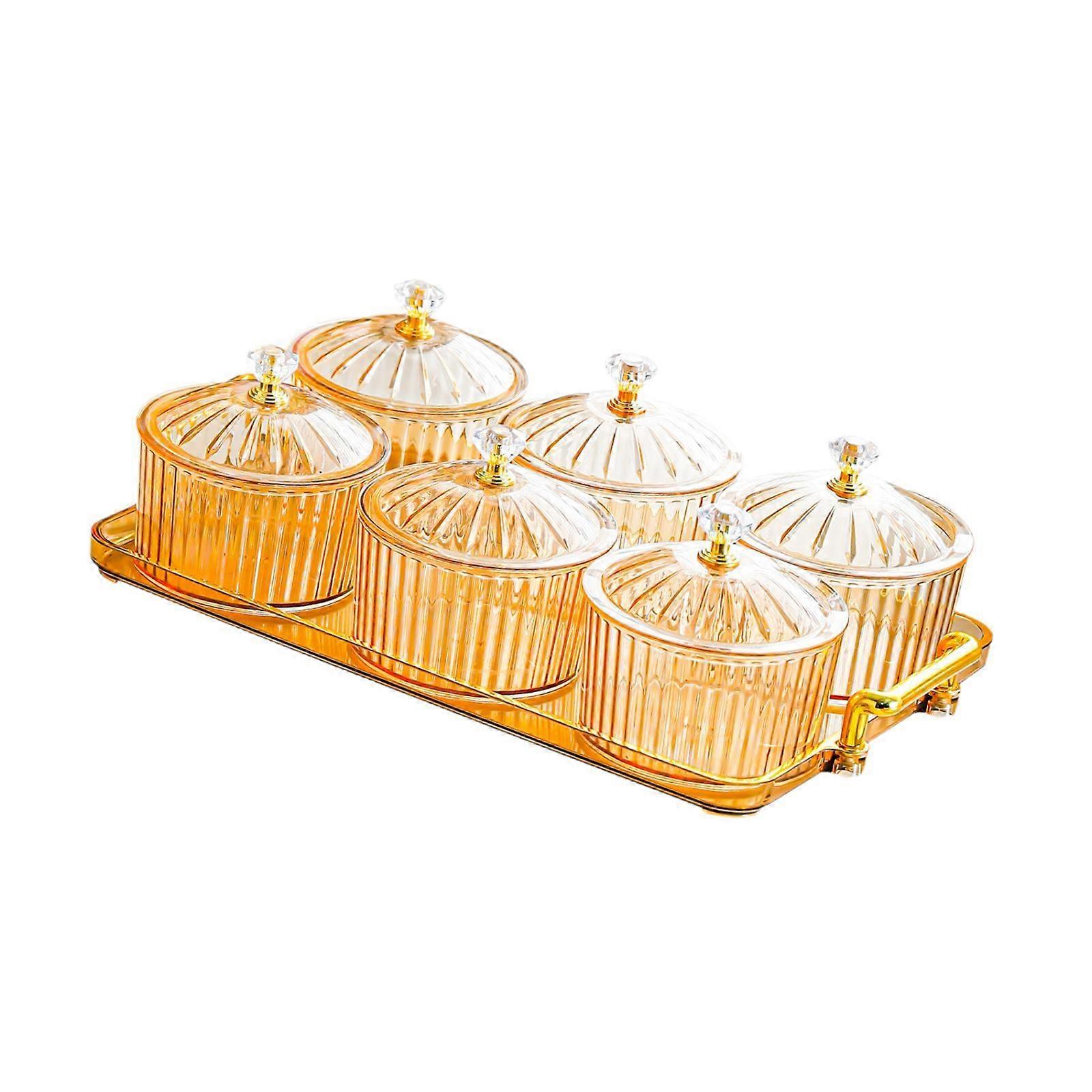 Divided Dried Fruit Serving Plate with Cover Multipurpose Candy Nuts Dish 6