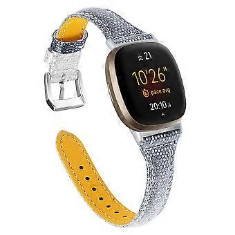 Gradient Glitter Surface Genuine Leather Watch Strap Replacement for Fitbit Versa 3/Sense