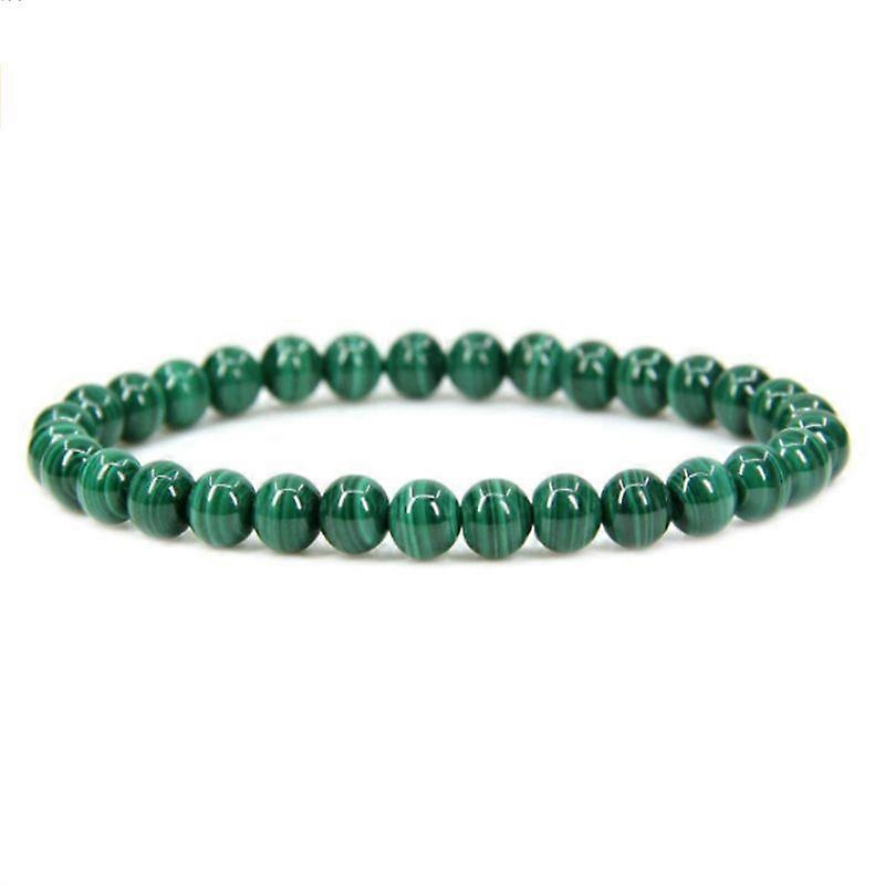Synthetic Malachite Round Beaded Stretch Bracelet