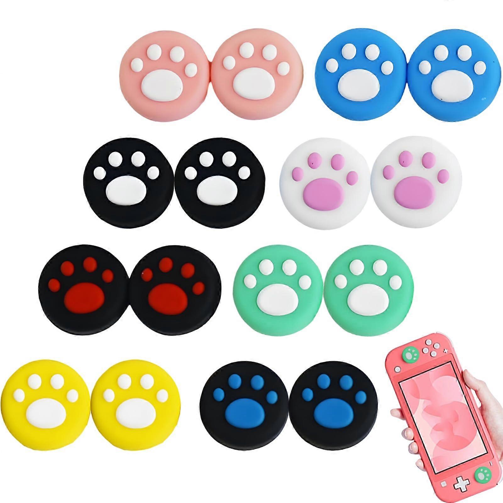 Switch Joystick Caps Cat Paw Silicone Thumb Grip Covers for Nintendo Switch Controllers, 16 Pack Multicolor