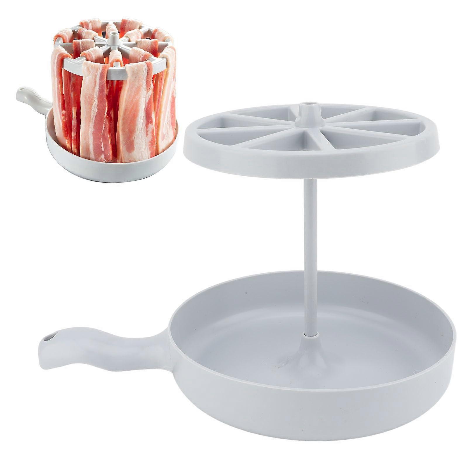 Microwave Bacon Cooker Tray with Grease Drain, Plastic Grill Rack for Quick and Less Grease Cooking