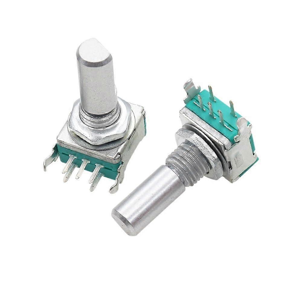 Right Angle EC11 Rotary Encoder with Push Button, 360° Digital Potentiometer Half Shaft 20mm 5Pin