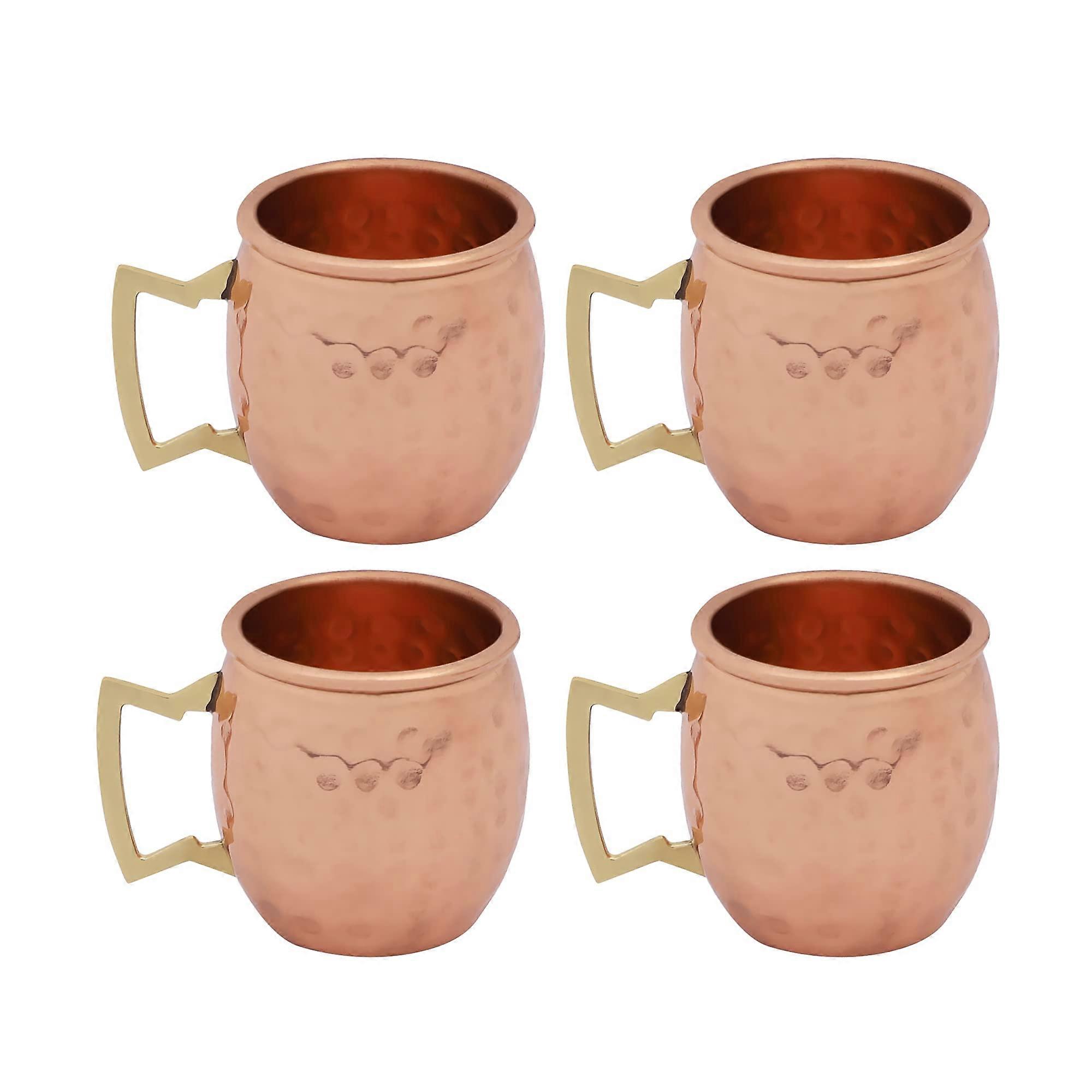 2oz Solid Copper Hammered Moscow Mule Shot Glass Set with Brass Handles and Lacquer Coating